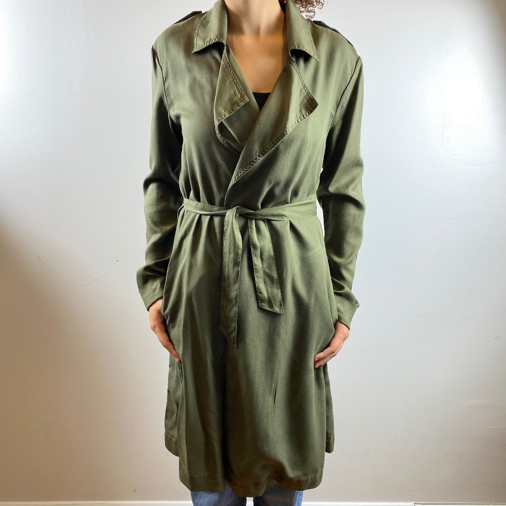 AMERICAN VINTAGE NWOT ARMY GREEN LIGHTWEIGHT TRENCH SZ M